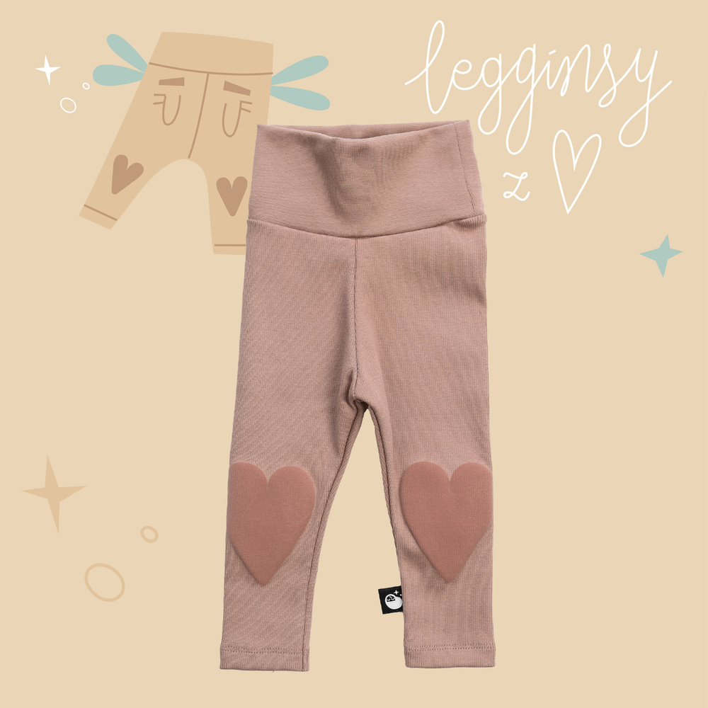 Beige Leggings with Hearts